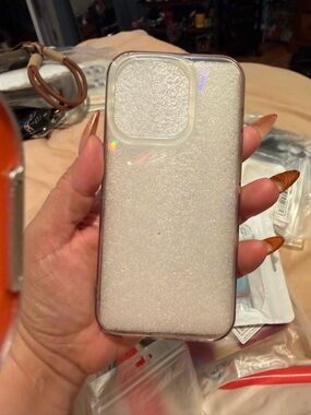 Clear Glitter Phone Case, White Sparkle - Compatible Phone Accessory